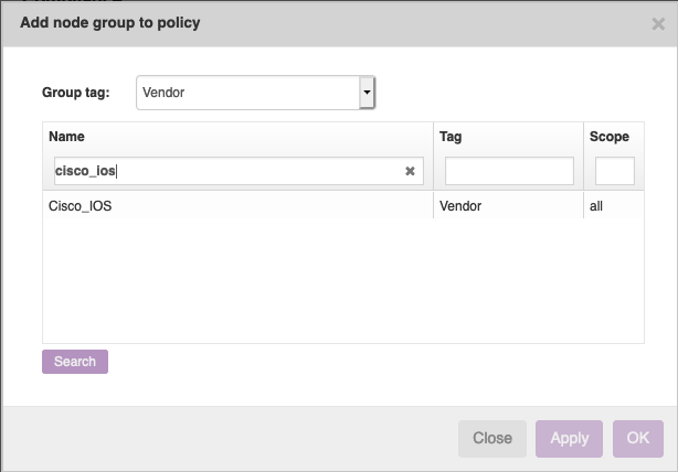 Add node group to policy